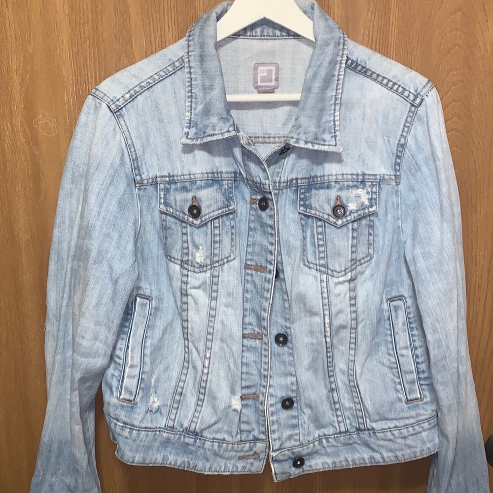 Distressed Denim Jacket size Large